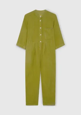 Renewed Garment Dyed Linen Jumpsuit Size XS | Citrus Green