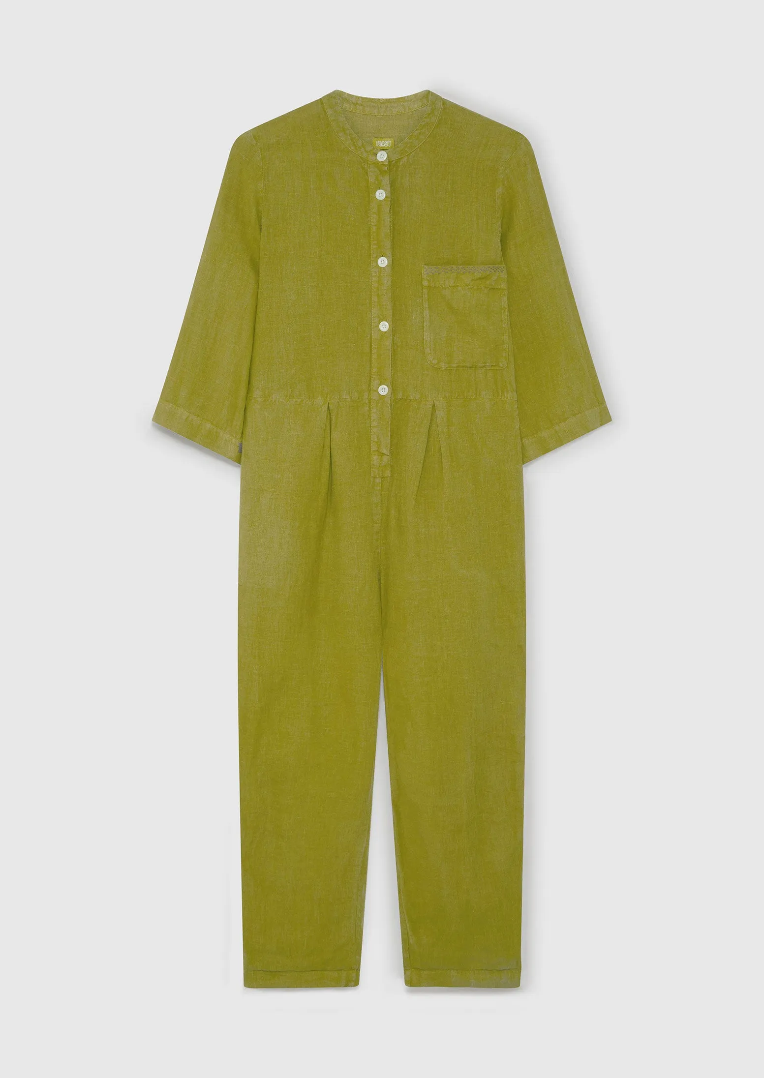 Renewed Garment Dyed Linen Jumpsuit Size XS | Citrus Green