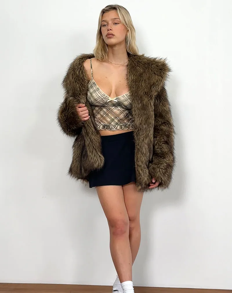 Rumaysa Cami Top  in Printed Lace Retro Plaid