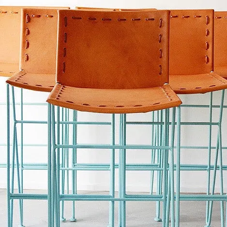 Saddle Leather Barstool Bar Height