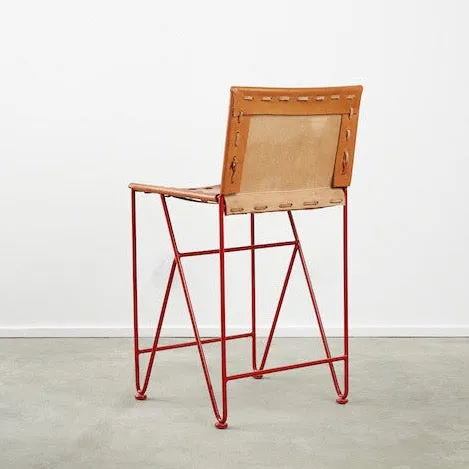 Saddle Leather Barstool Counter Height