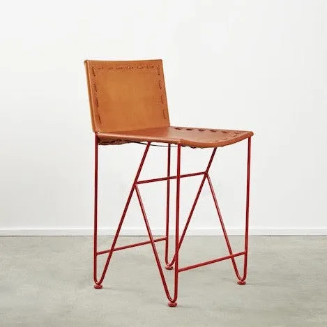 Saddle Leather Barstool Counter Height