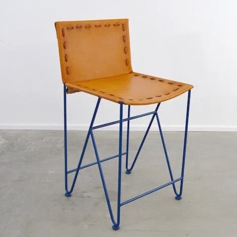 Saddle Leather Barstool Counter Height