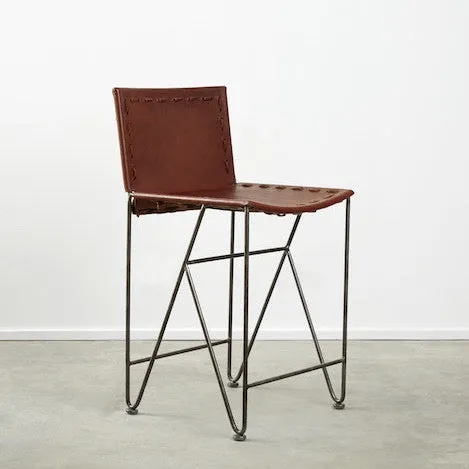 Saddle Leather Barstool Counter Height