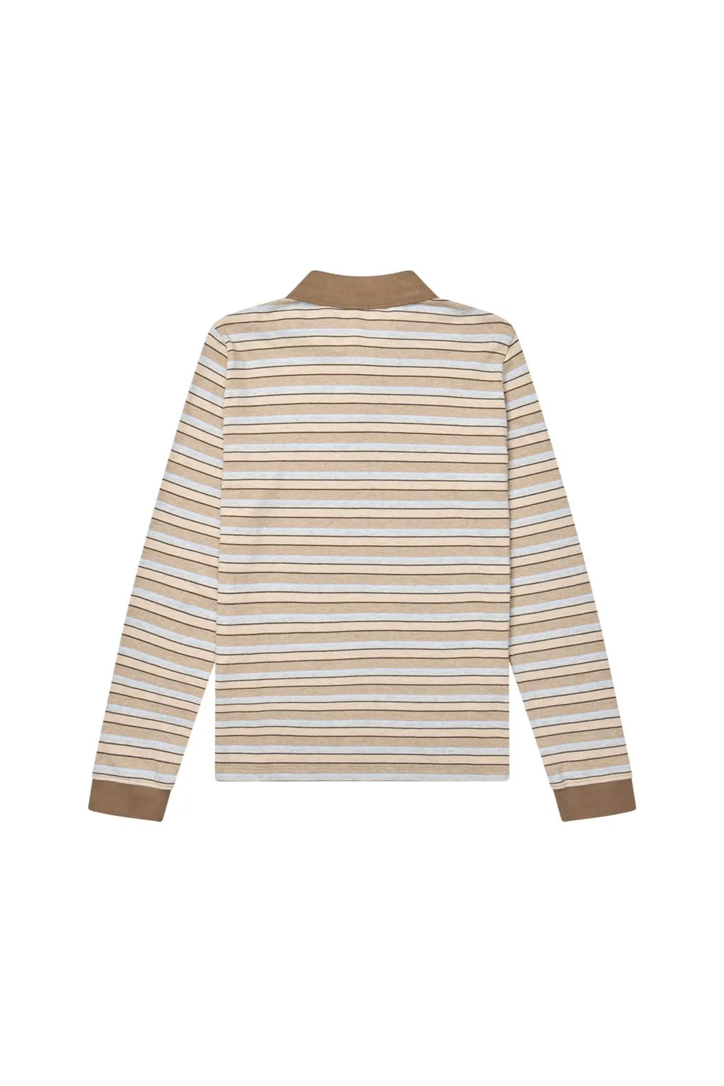 Serena Polo Shirt — Brown Shadow Stripe