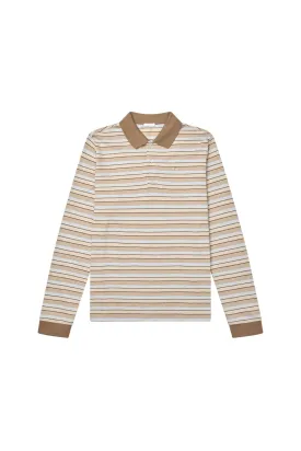 Serena Polo Shirt — Brown Shadow Stripe