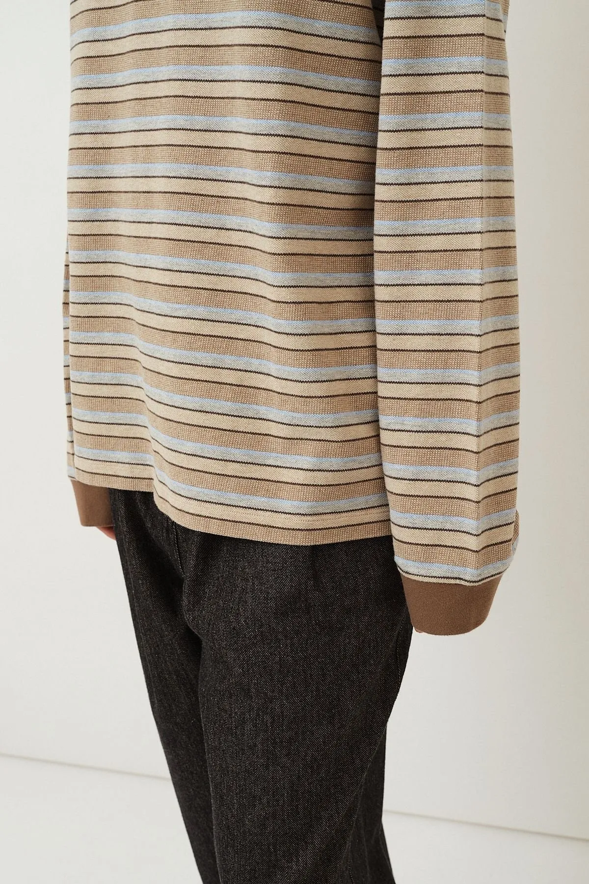 Serena Polo Shirt — Brown Shadow Stripe