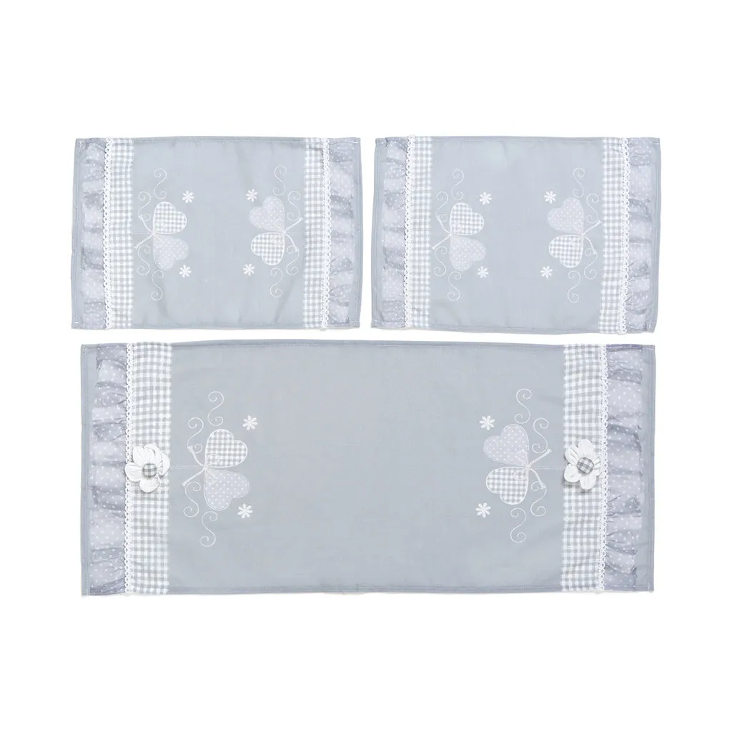 Set 3 Pezzi Centri Runner Grigio