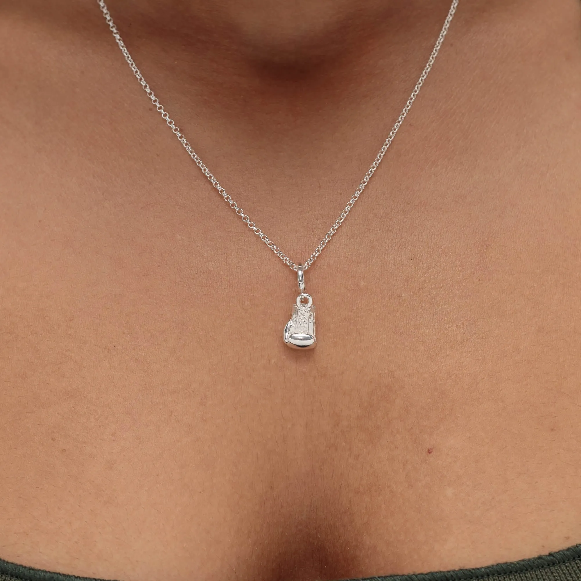 Silver Boxing Glove Necklace