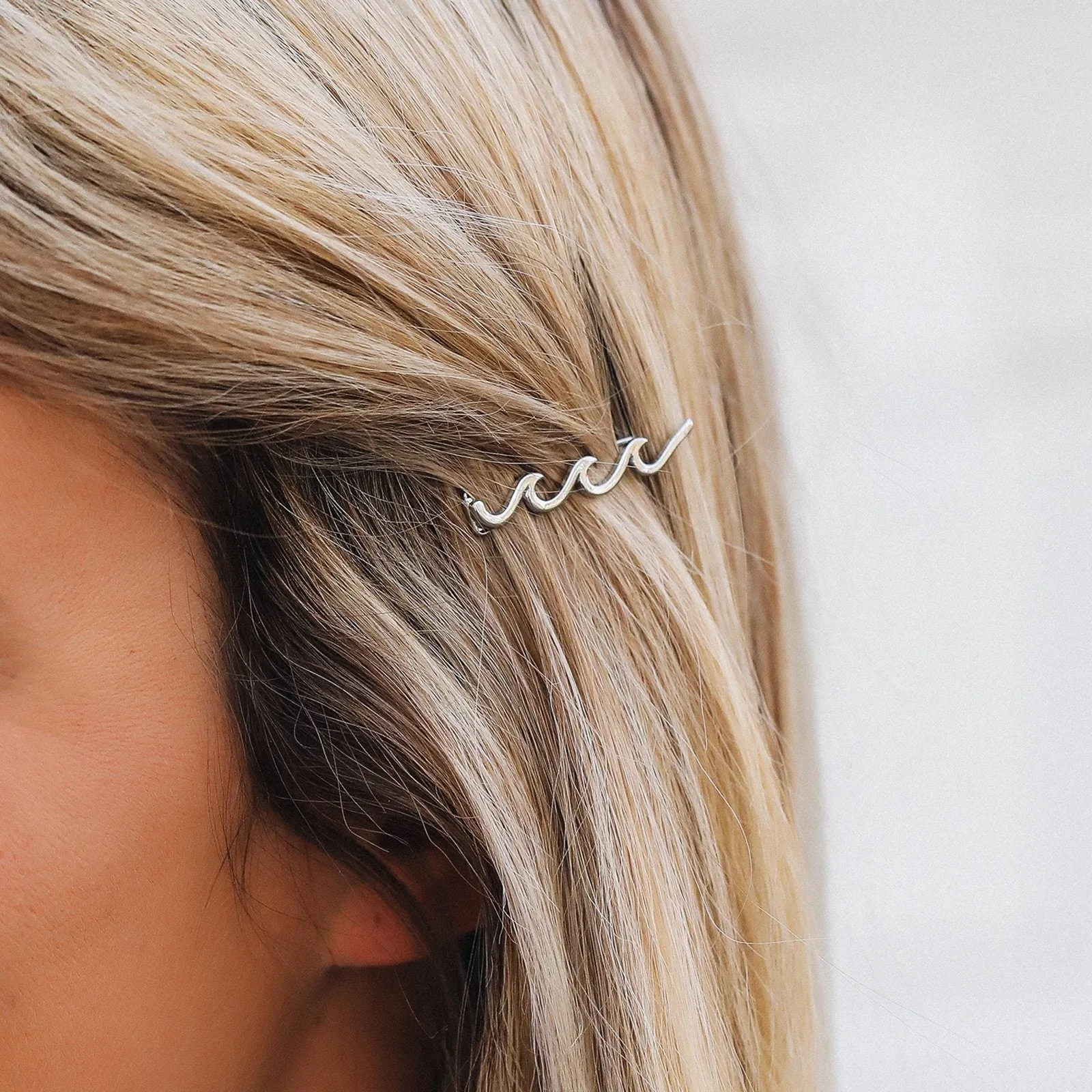 Silver Wave Hair Barrettes (Set of 2)