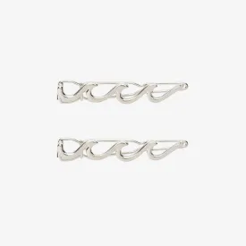 Silver Wave Hair Barrettes (Set of 2)