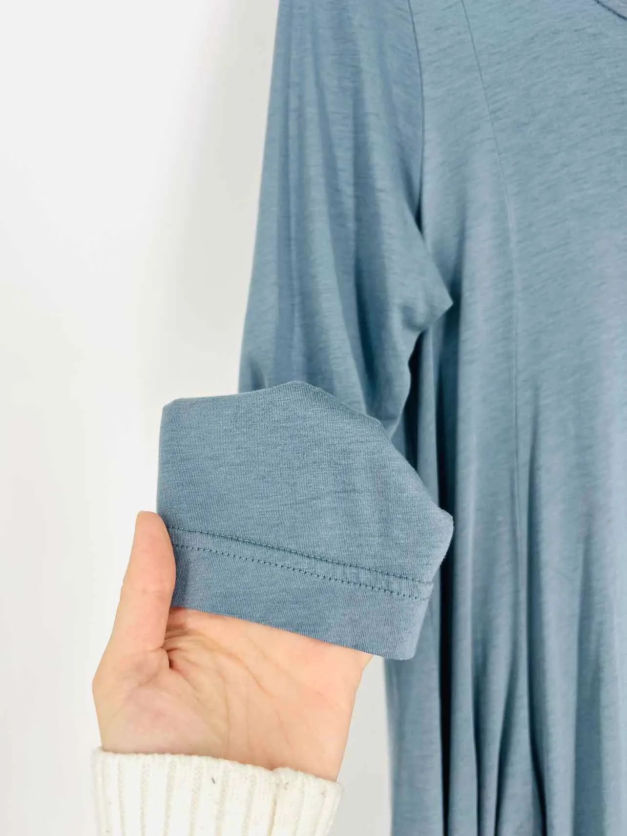 Size M Slate Pleated Solid Designer Dress