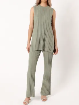 Sleeveless Ribbed Knit Set