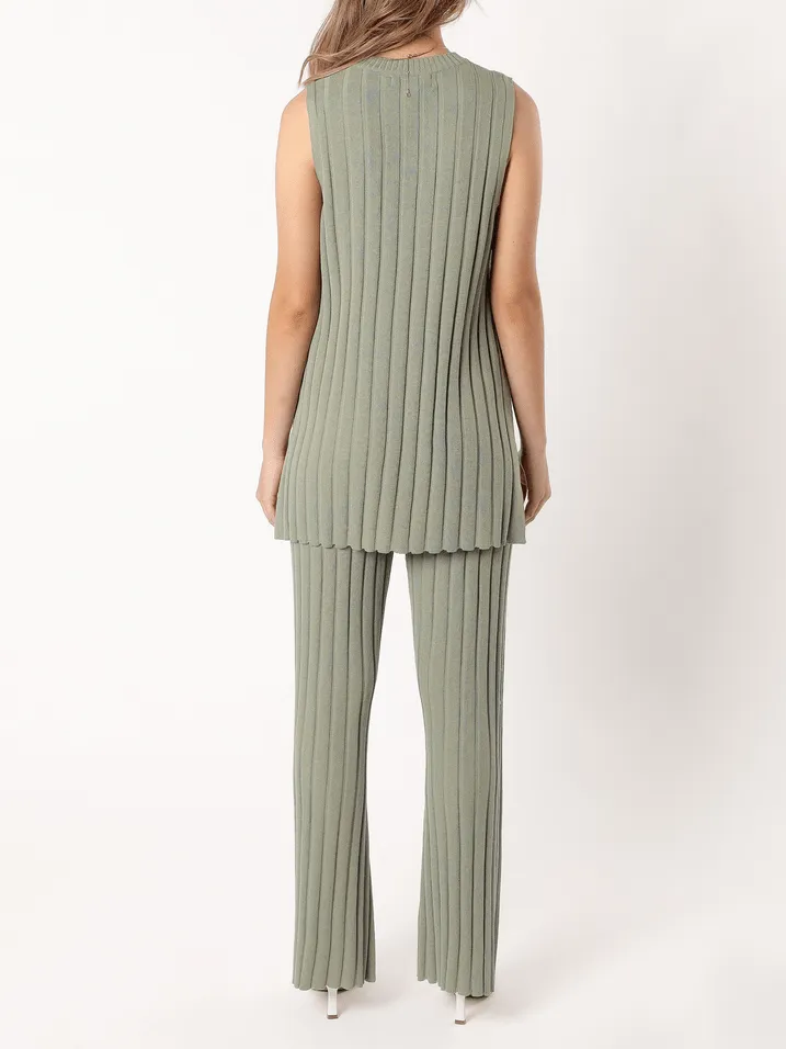 Sleeveless Ribbed Knit Set