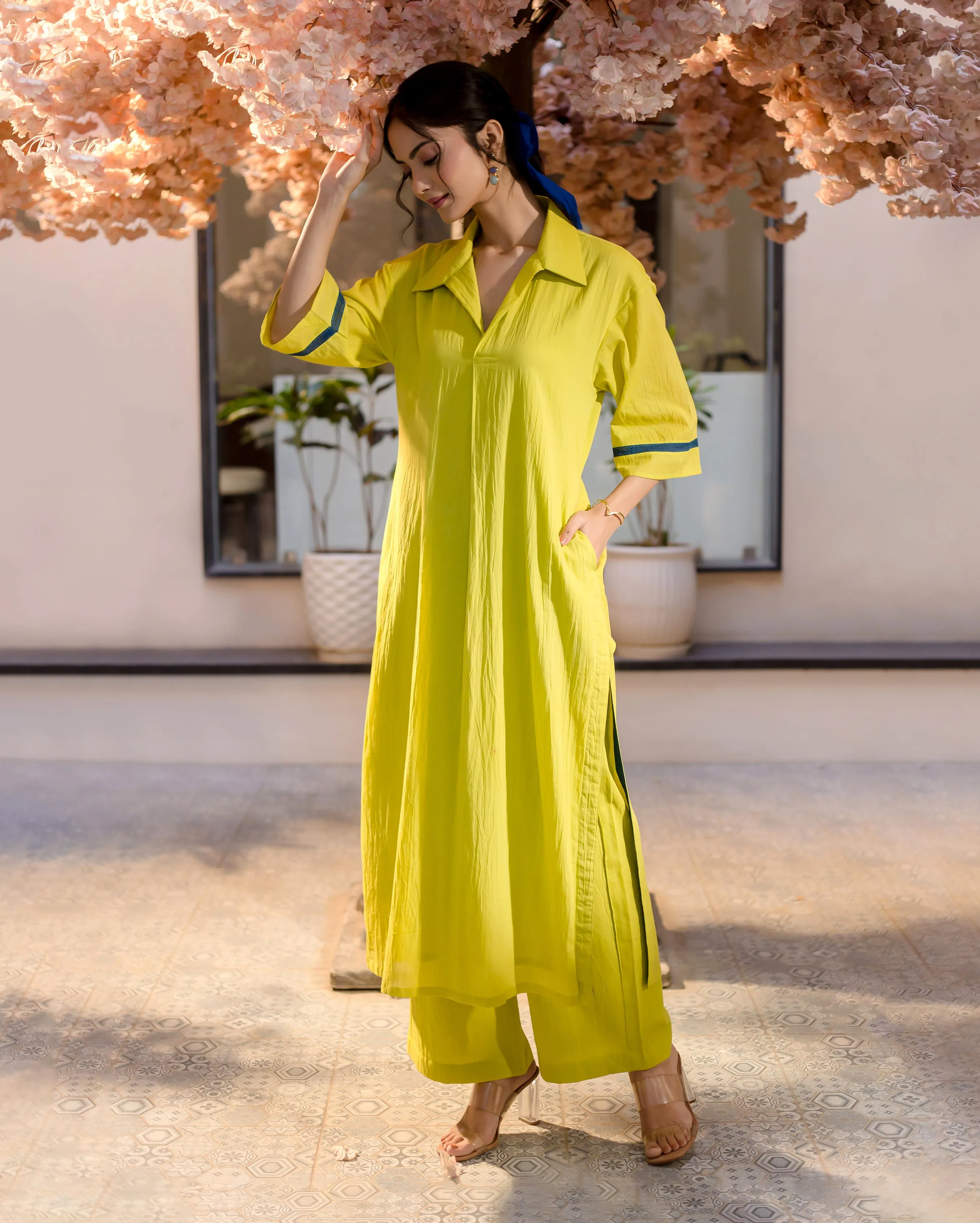 Spurge Green Solid Cotton Coord Set