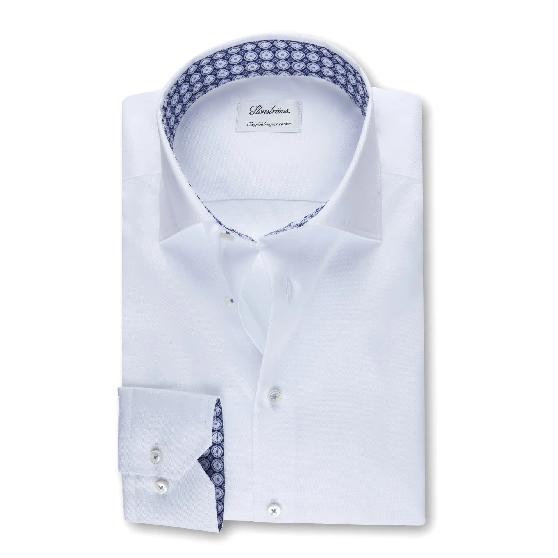 Stenstroms- Fitted Body White Shirt With Contrast