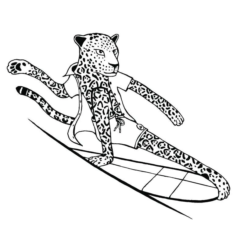 surfing animals coloring book