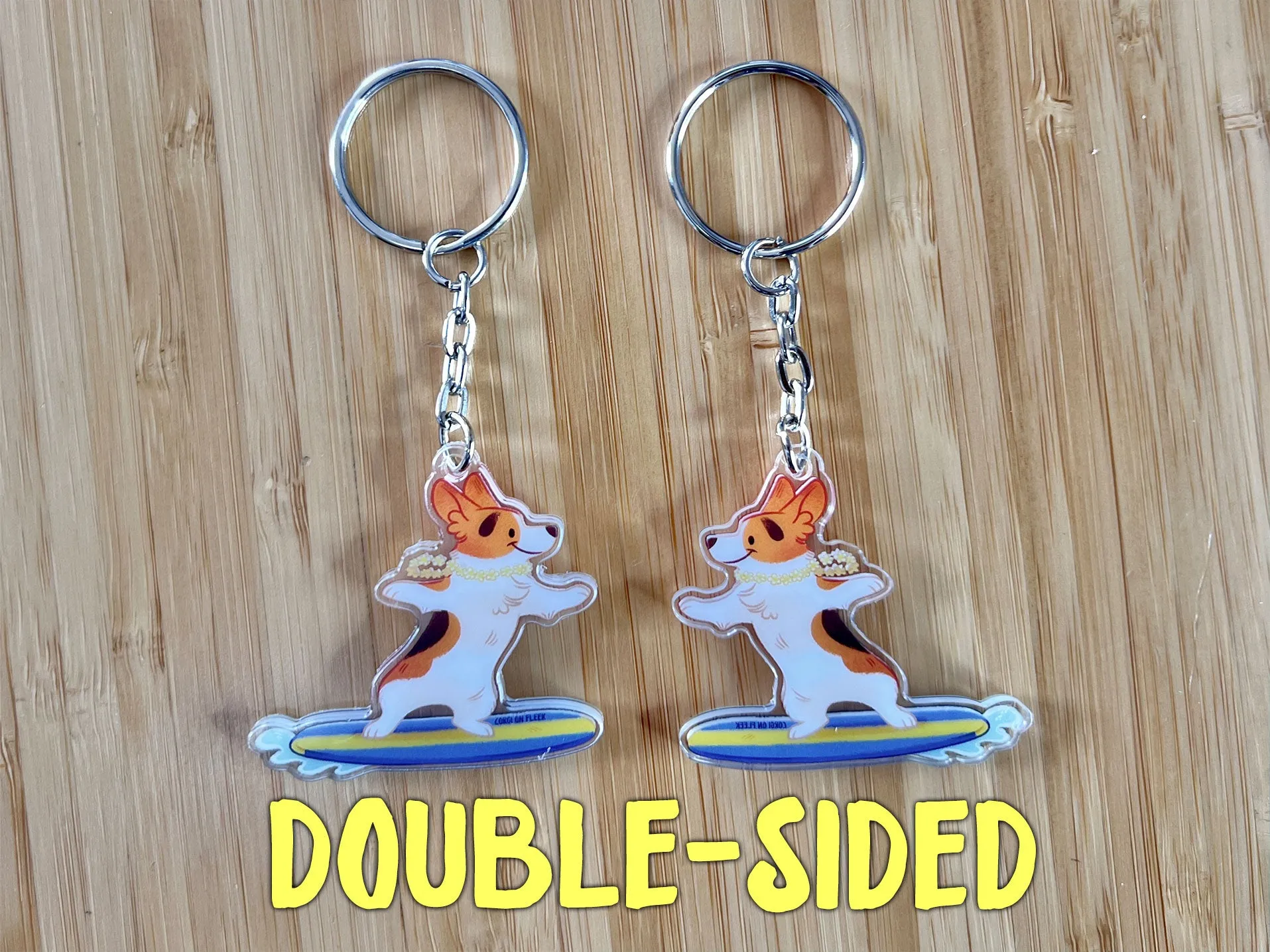 SURFING Corgi Acrylic Keychain