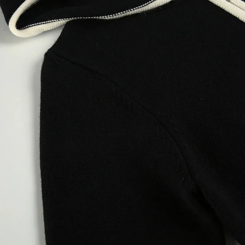 TAVIMART  -  Casual Contrast Color Knitted Sweater Coats Dark Patchwork Lace Cardigans Women Autumn Winter Fashion Streetwear