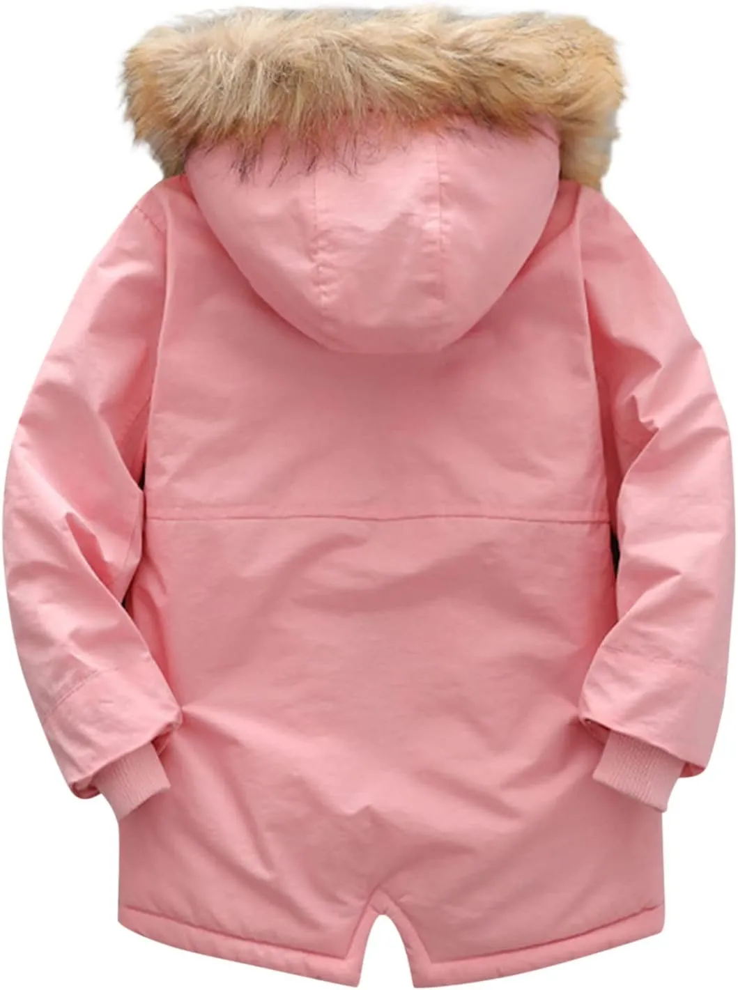 Toddler Girls Boys Padded Parka Thick Warm Jacket Faux Fur Hooded Fleece Coat for Kids Midweight Winter Jacket