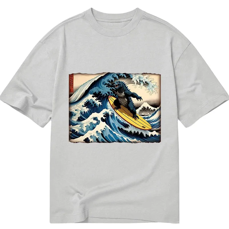 Tokyo-Tiger Dinosaur Surfing Japanese Classic T-Shirt