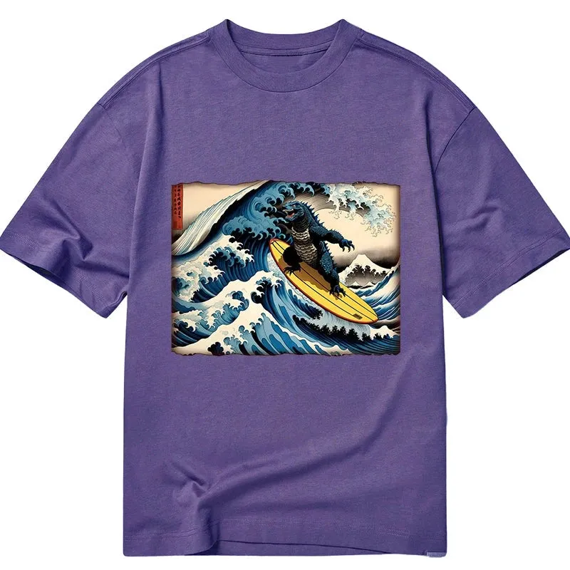Tokyo-Tiger Dinosaur Surfing Japanese Classic T-Shirt