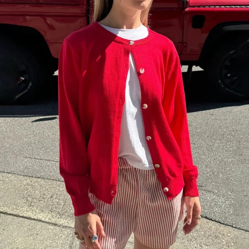 Toleet-Trendy Streetwear Aesthetic Vintage Button Up Cardigans Y2K Preppy Cute Slim Fit Knitted Sweater Autumn Spring Coats Streetwear