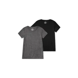 Women's Merino Wool Blend Crew Neck Short Sleeve T-Shirt 2-Pack