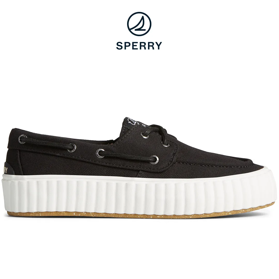 Women's SeaCycled™  Pier Wave Platform Boat Sneaker Black (STS88789)
