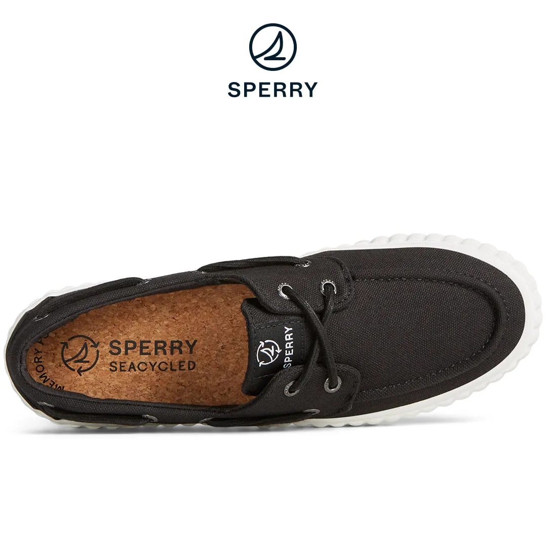 Women's SeaCycled™  Pier Wave Platform Boat Sneaker Black (STS88789)
