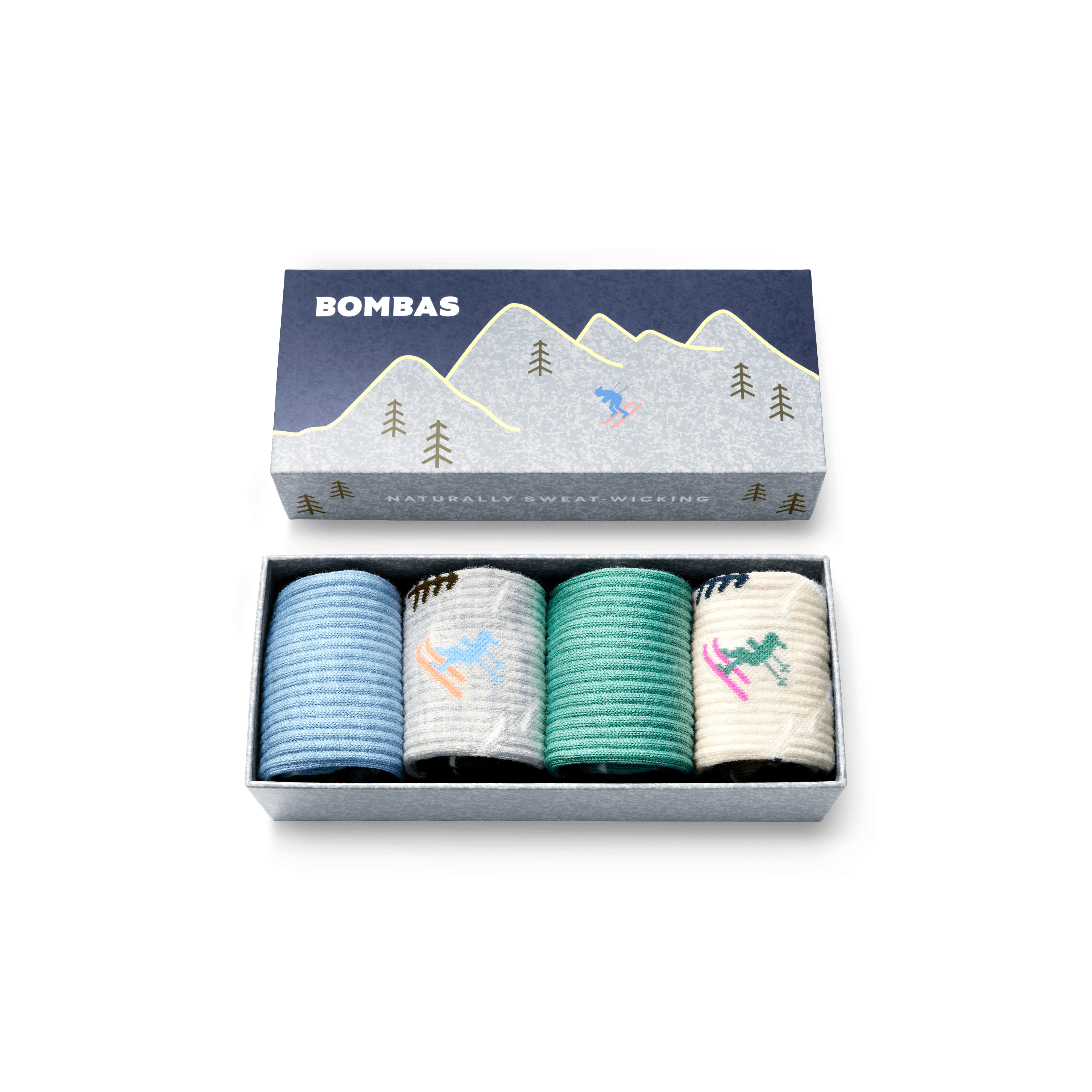 Youth Merino Wool Blend Calf Sock 4-Pack Gift Box