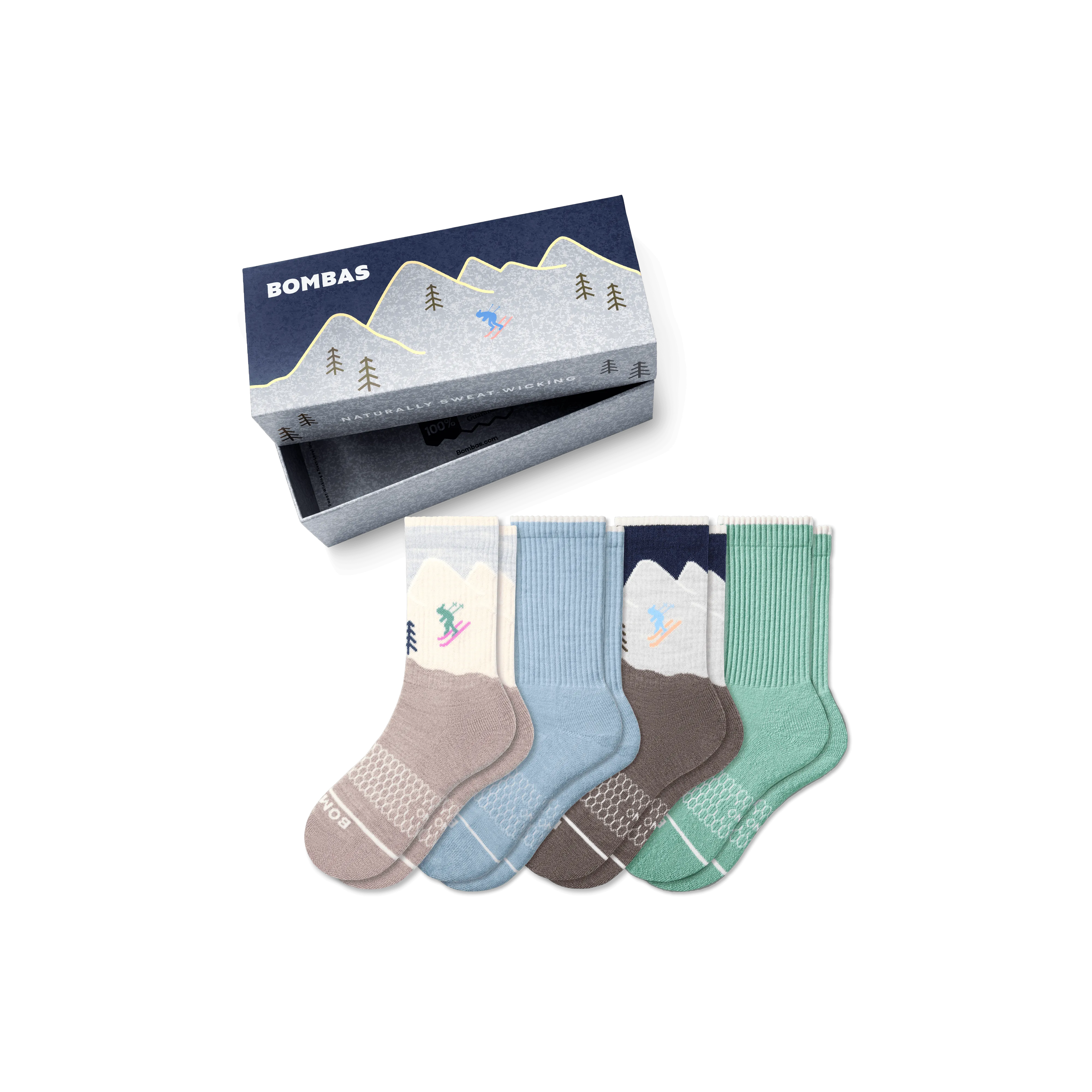 Youth Merino Wool Blend Calf Sock 4-Pack Gift Box